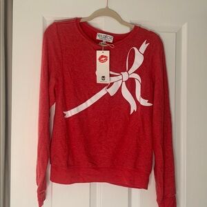 Wildfox Red Pullover with White Ribbon